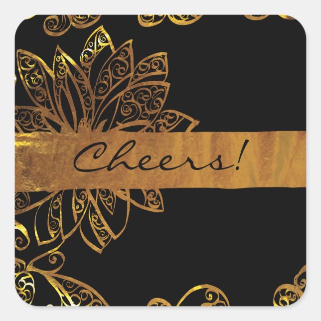 Guld Fyrkantigt Klistermärke (Framsida)