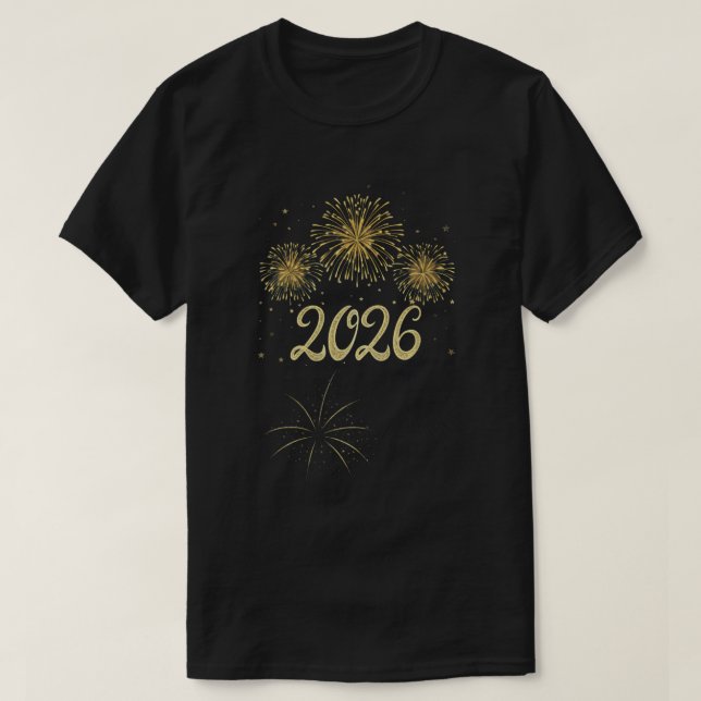Guld fyrverkerier 2026 Nyårsdesign T Shirt (Design framsida)
