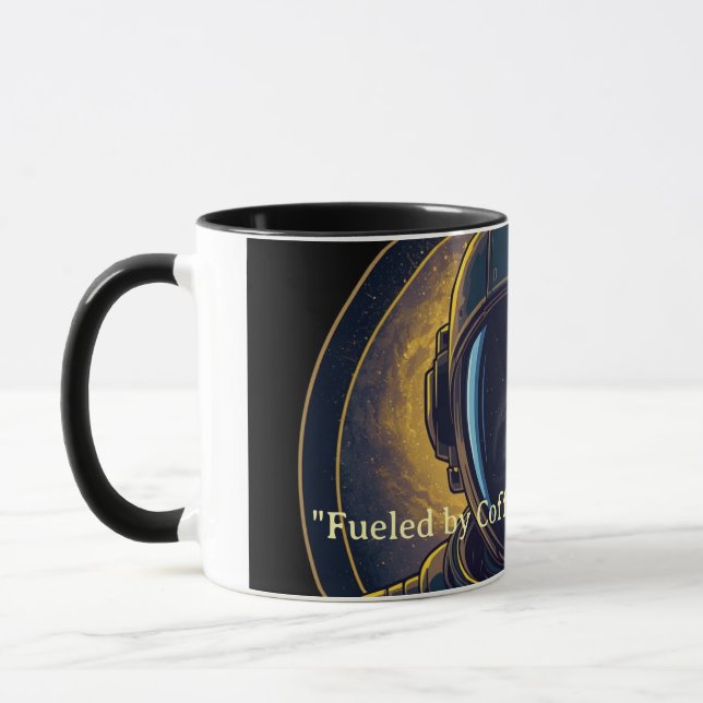 Guld Galaxy Astronaut Cirkulär Vektor Kaffe Mugg (Vänster)