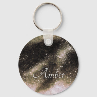 Guld Galaxy Glitter Abstrakt Personlig Nyckelring