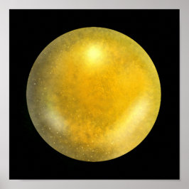 Guld Galaxy Orb - Amber och Gult Marble Print Poster