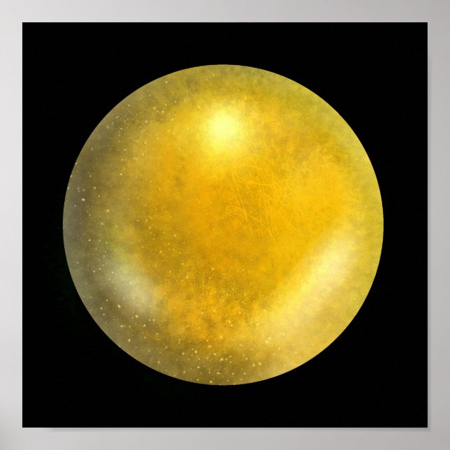 Guld Galaxy Orb - Amber och Gult Marble Print Poster (Framsidan)