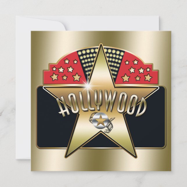 Guld Gamla Hollywood Typografi Retro Inbjudan (Framsida)