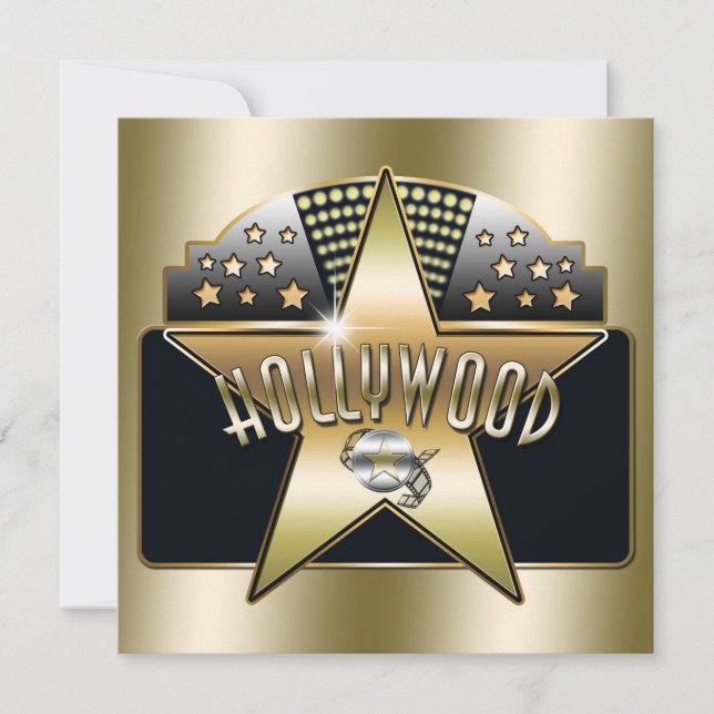 Guld Gamla Hollywood Typografi Retro Inbjudan (Framsida)