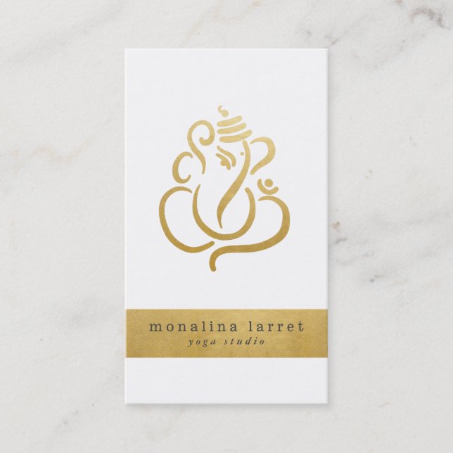 Guld Ganesh Indian God Yoga Studio Visitkort (Framsida)