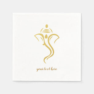 Guld Ganesha Hindu Bröllopsfest Pappersservett