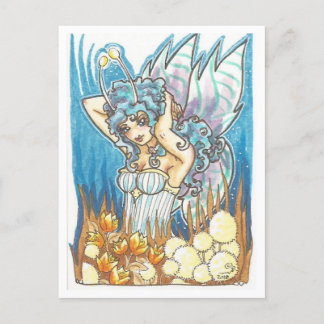 Guld Garden Blue Fairy fantasy Art Skriv ut Vykort