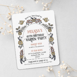 Guld Garden Party 40:e födelsedagen Inbjudningar