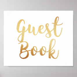 Guld gäst-bok-skylt. Bröllop poster. Foleffekt Poster