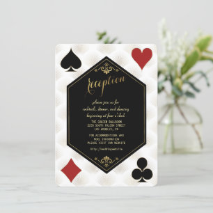 Guld Gatsby Casino Art Deco Wedding Reception Inbjudningar