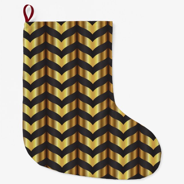 guld gatsby chevron julafton christmas-lager stor julstrumpa (Framsidan)