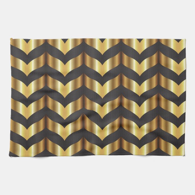 guld gatsby chevron kökshandduk (Horisontell)