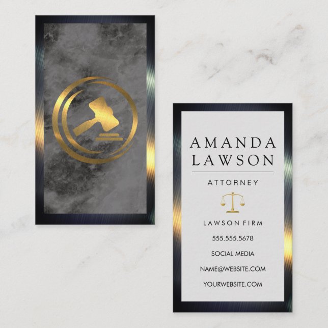 Guld Gavel Logotyp | Lag | Rättvisa Tidsbeställning Kort (Fram/baksida)