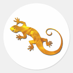 Guld- Geckoklistermärkear Runt Klistermärke