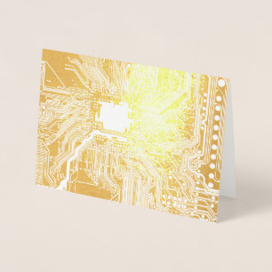 Guld Geek Motherboard Circuit Mönster Folierat Kort