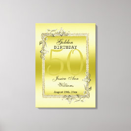 Guld Gem & Glitter 50:e Golden Birthday Canvastryck
