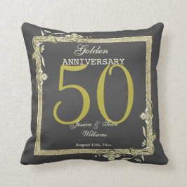 Guld Gem & Glitter 50:e Golden Bröllop  Kudde