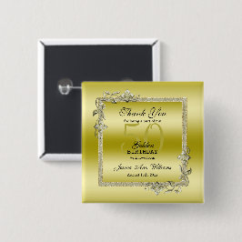 Guld Gem & Glitter 50:e Golden Födelsedagsfest Knapp