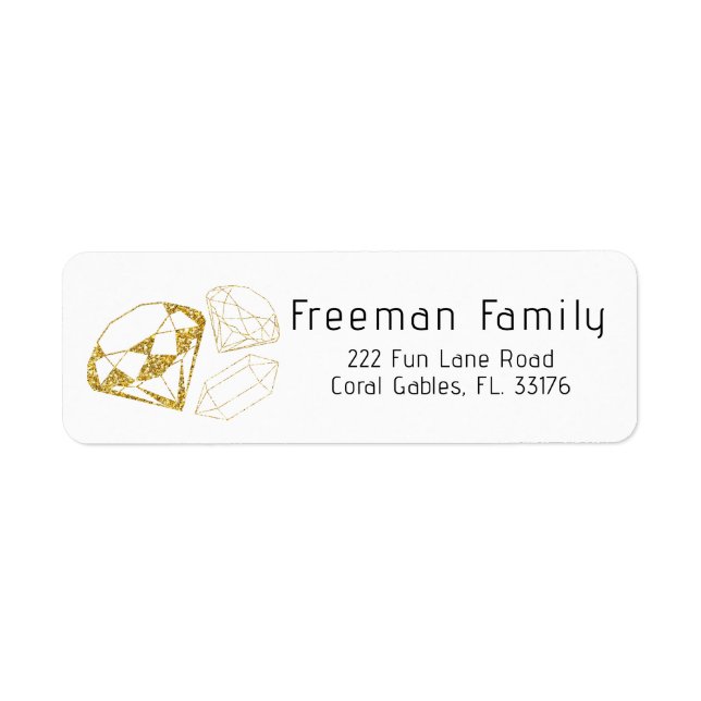 Guld Gem Return-adressetikett för födelsedagspost Returadress Etikett (Framsidan)