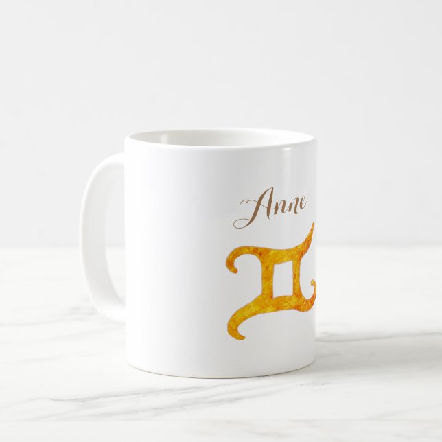 Guld Gemini Astrologitecken Kaffemugg (Framsida vänster)