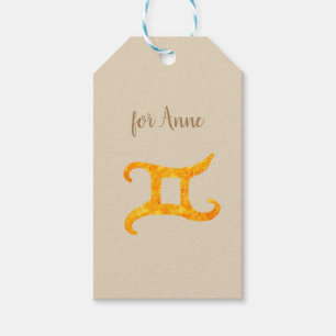 Guld Gemini Astrologitecken Presentetikett