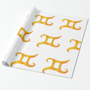 Guld Gemini Astrologitecken Presentpapper