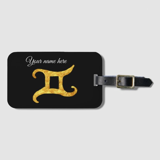 Guld Gemini Astrology Sign Anpassningsbar Bagagebricka (Framsida horisontal)