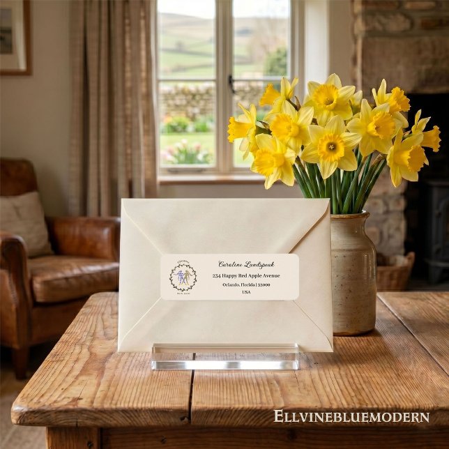 Guld Gemini Stjärntecken, Präglad Blommig Adress Returadress Etikett (Gemini Zodiac Return Address Label. Part of the Zodiac Collection by EllvineblueModern)