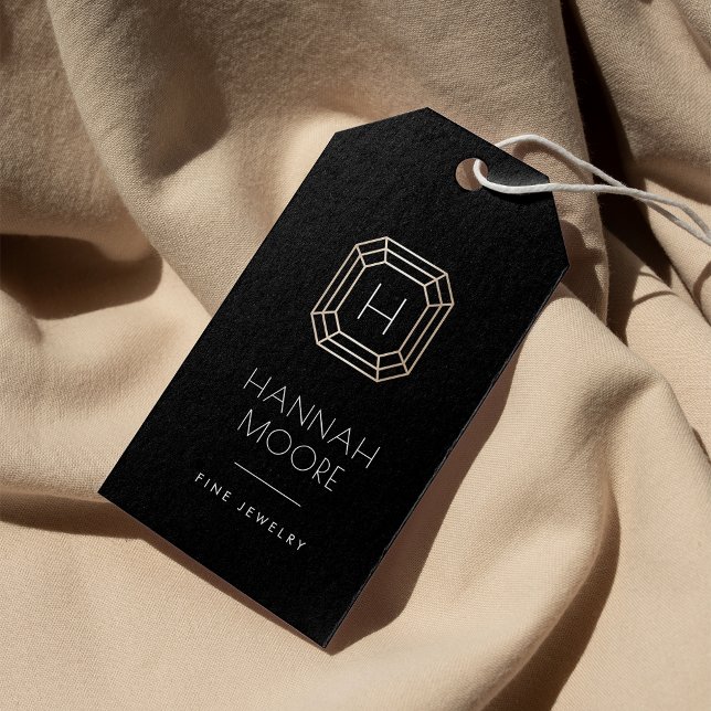 Guld Gemstone Monogram Logotyp | Märkre för judisk Presentetikett (Skapare uppladdad)