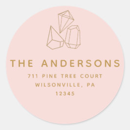 Guld Gemstones Rosa Round Returetiketters Runt Klistermärke