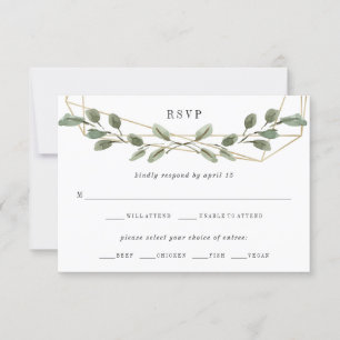 Guld Geometric and Greenery   Bröllop Meal Choice OSA Kort