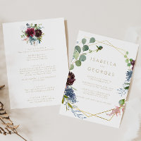 Guld Geometric Back & Front Foral Bröllop