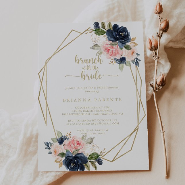 Guld Geometric Brunch med Bride Shower Inbjudningar (Skapare uppladdad)