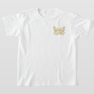 Guld Geometric Butterfly, tryckt T Shirt