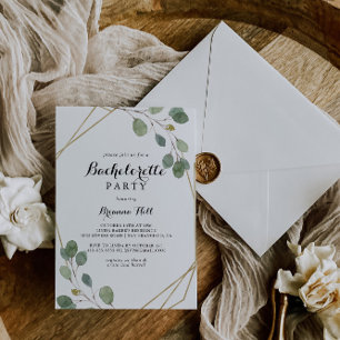 Guld Geometric Calligraphy Bachelorette Party Inbjudningar