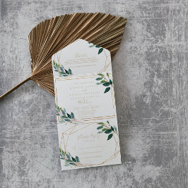 Guld Geometric Chic Eucalyptus Bröllop