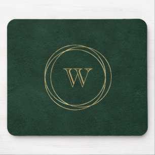Guld Geometric Circles Grönt Monogram Musmatta