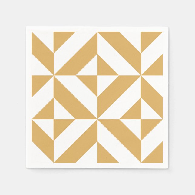 Guld Geometric Deco Mönster Pappersservett (Framsidan)