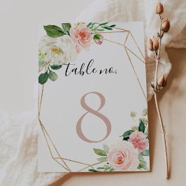 Guld Geometric Elegant Fall Flowers Bröllop Bordsnummer