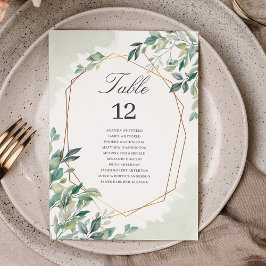Guld Geometric Eucalyptus Bröllop Bordsnummer