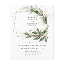 Guld Geometric Eucalyptus Elegant Moss