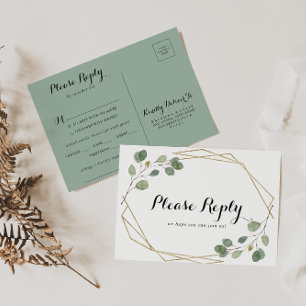 Guld Geometric Foliage Menu Choice OSA Postcard Vykort
