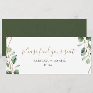 Guld Geometric Greenery Bord säteshuvudkort för sä Inbjudningar