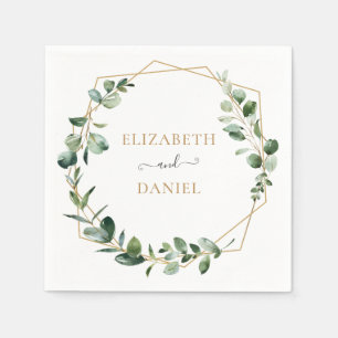 Guld Geometric Greenery Eucalyptus Personlig Pappersservett