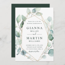 Guld Geometric Greenery Foliage Bröllop