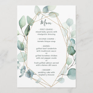 Guld Geometric Greenery Foliage Bröllop Meny