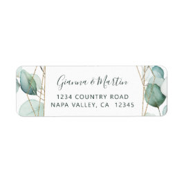 Guld Geometric Greenery Foliage Returadress Etikett