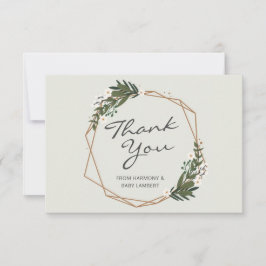 Guld Geometric Greenery Gender Neutral Baby Shower Tack Kort