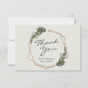 Guld Geometric Greenery Gender Neutral Baby Shower Tack Kort