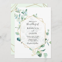 Guld Geometric Greenery Löv Bröllop